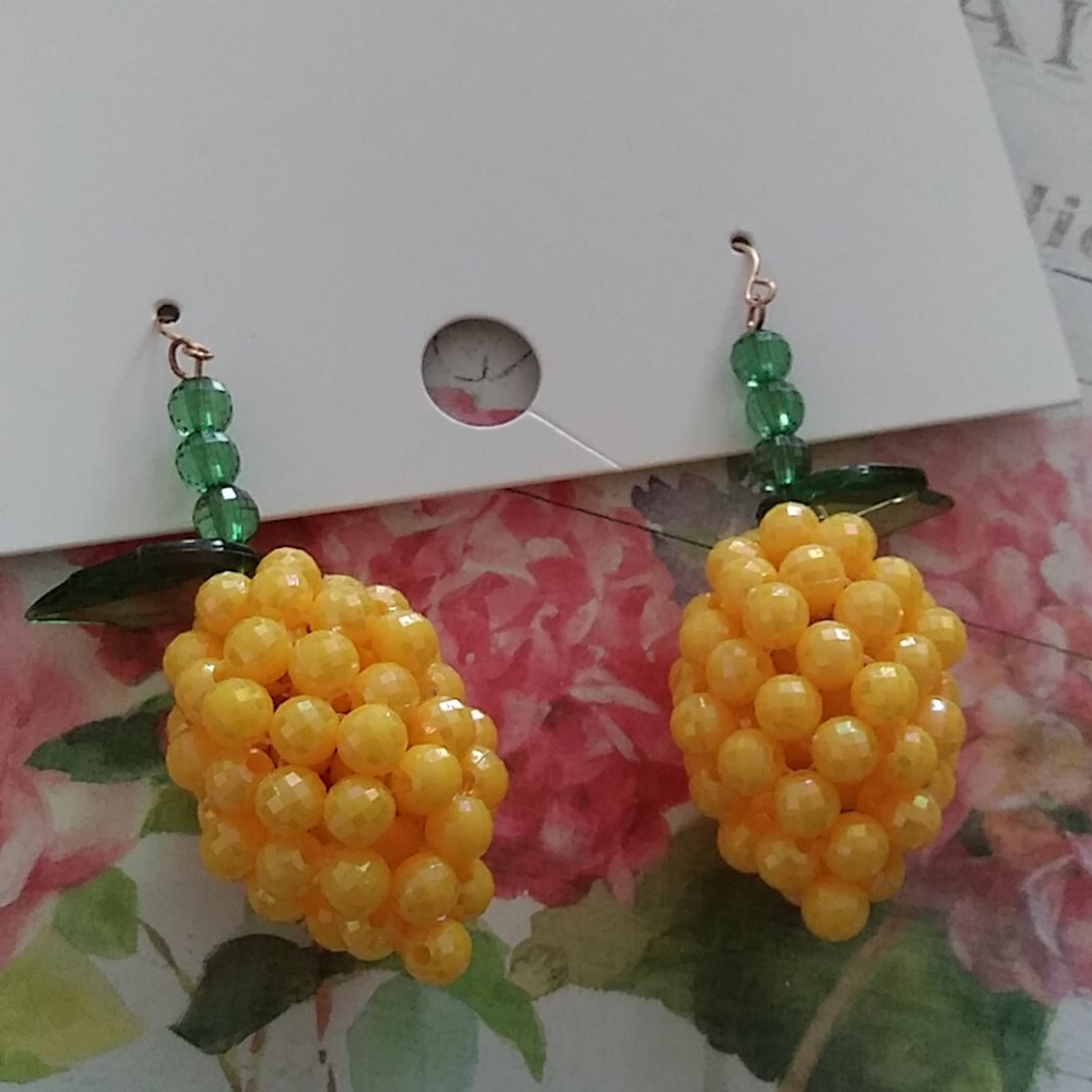Beaded pineapple drop earrings